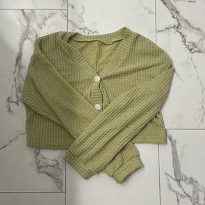 Green cropped cardigan